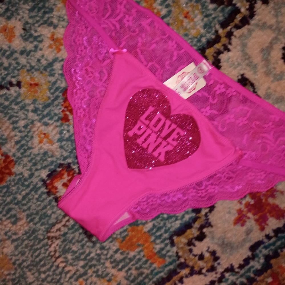 Vintage Y2K Dog Victoria Secret Sparkling Heart Panties Panty VS L VS Lace